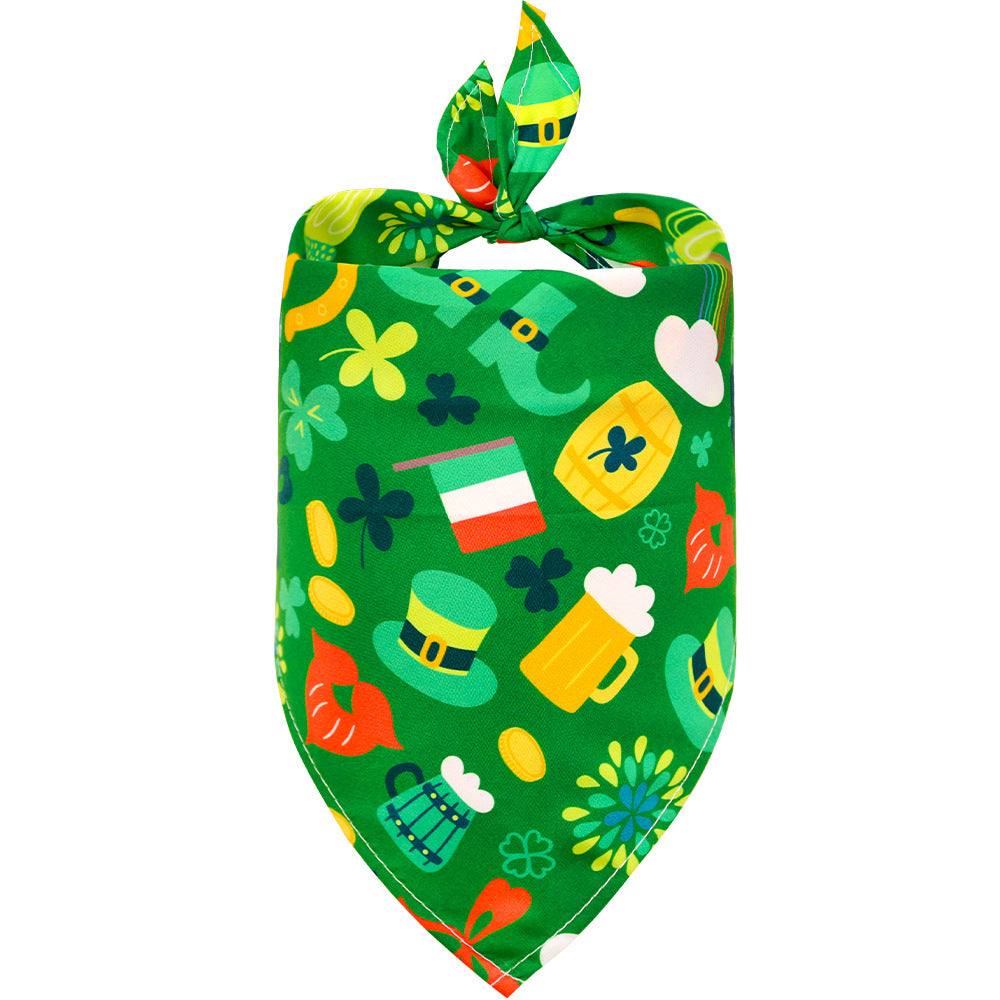 St. Patrick's Day Dog & Cat Bandana | Shamrock Triangle Scarf, 9 Patterns, S & M