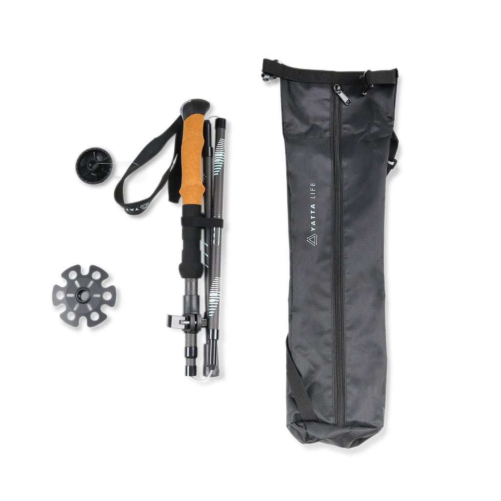 Yatta Life A001 carbon fiber collapsible trekking poles with cork grip - lightweight hiking poles