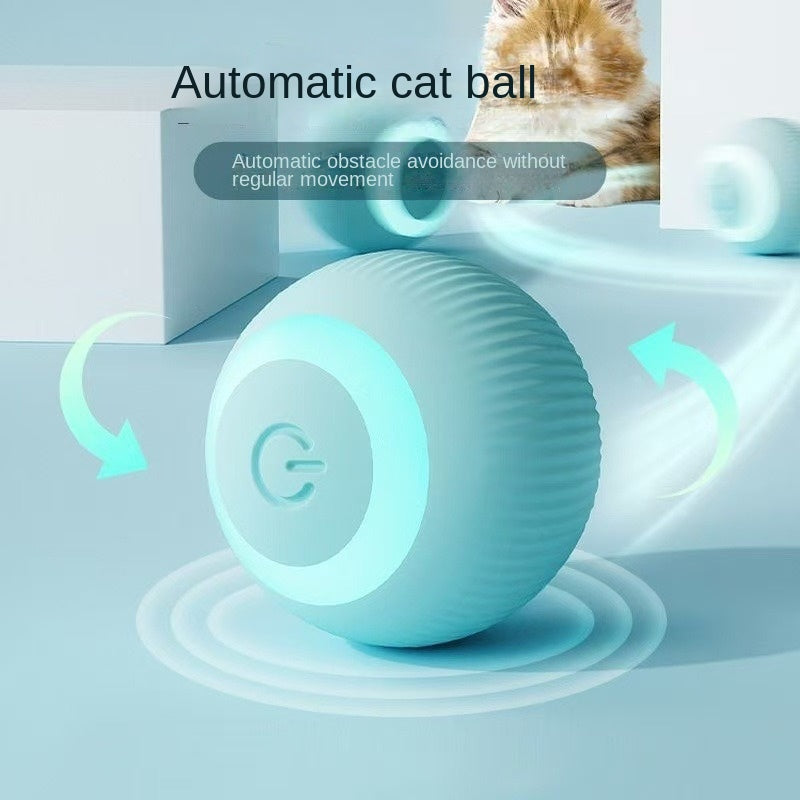 Electric smart rolling ball cat toy - self-entertaining anti-boredom ball in Blue vertical stripe 
