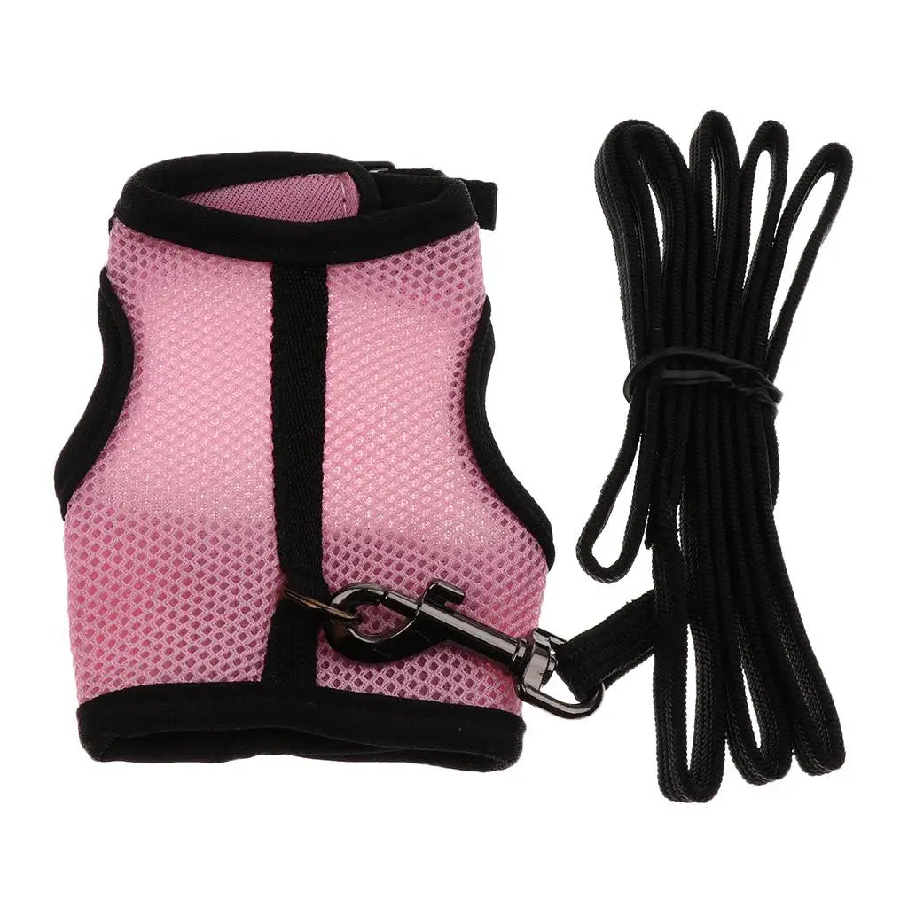 Multifunctional Vest Harness Leash for Hamster Guinea Pig Rabbit Ferret Small Pet Breathable Mesh Rope Walking Accessory