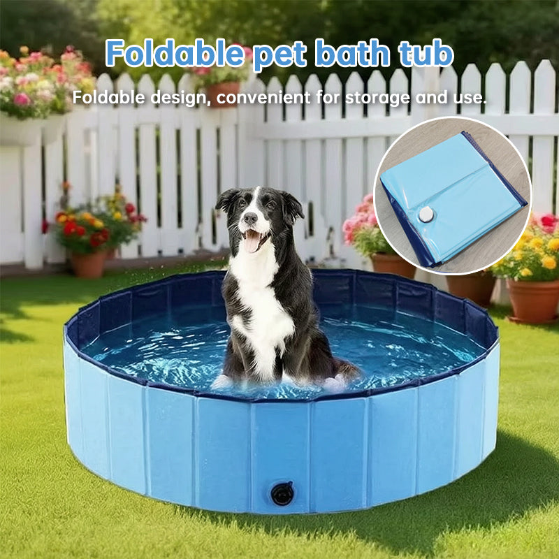 Foldable Portable Dog Pool – 3 Sizes with Drain