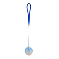 Natural rubber dog ball on rope for fetch and tug training - White colour