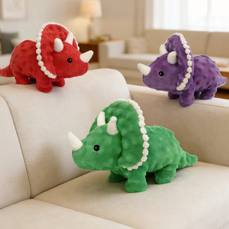 Triceratops Plush Squeaky Dog Toy