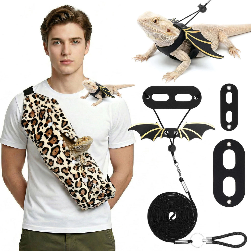Bearded Dragon Harness, Leash & Carrier Set - 3 Piece