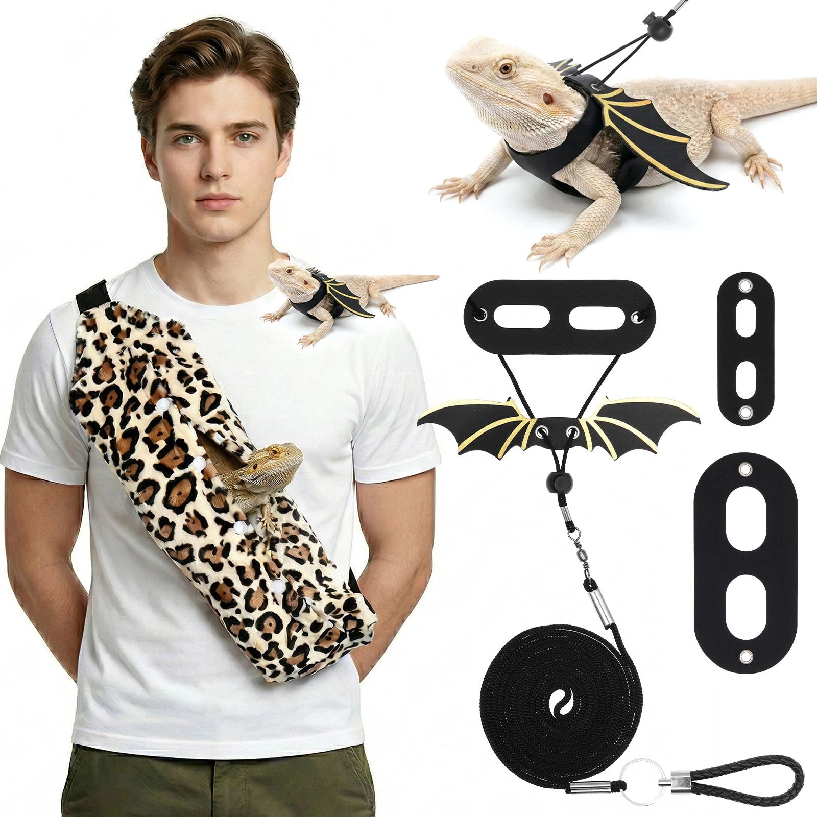 Bearded Dragon Harness, Leash & Carrier Set - 3 Piece