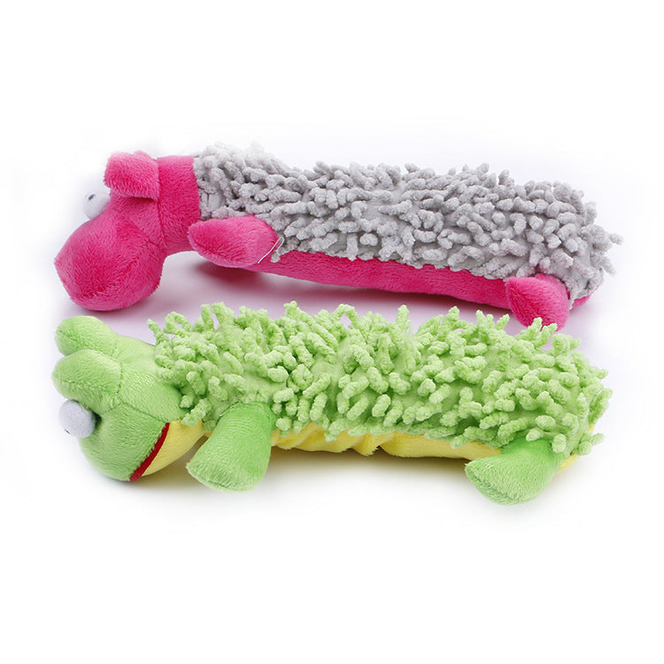 Squeaky Plush Mop Dog Toy | Hippo & Frog Interactive Chew Toys for Dogs