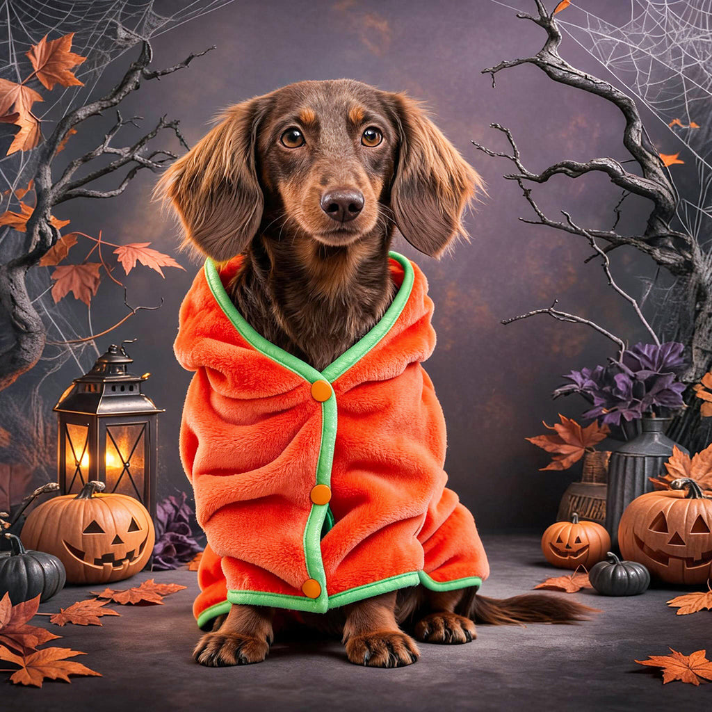 Pet Halloween Pumpkin Costume Robe