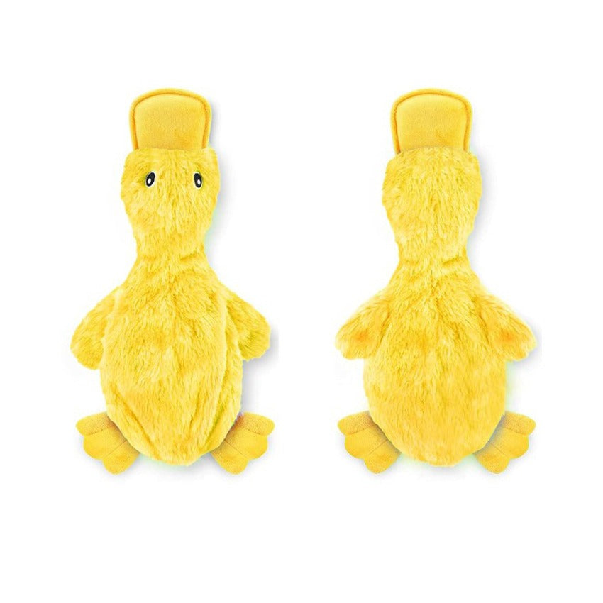 Squeaky Unstuffed Duck Plush Dog Toy