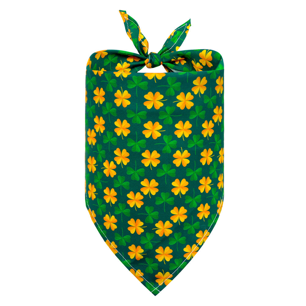 St. Patrick's Day Dog & Cat Bandana | Shamrock Triangle Scarf, 9 Patterns, S & M