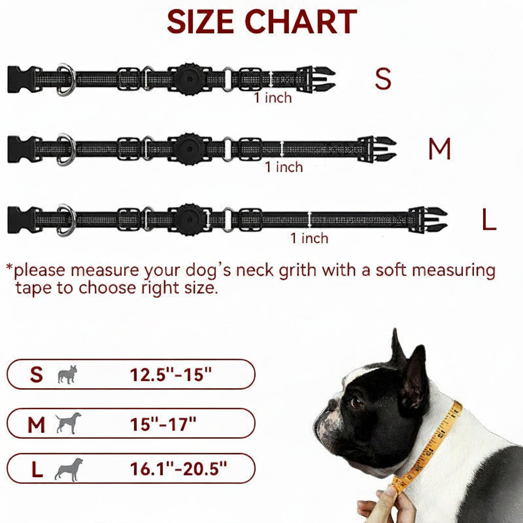 GPS Tracker Dog Collar – Nylon Safety Collar with Locator Holder