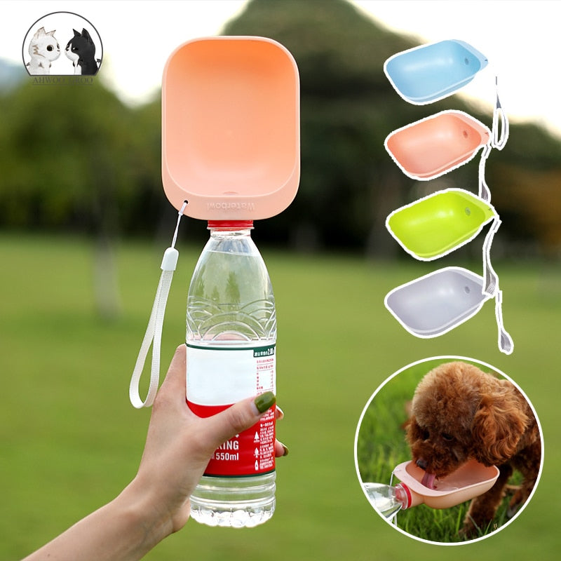 Portable Dog Water Bowl | Travel Drinking Trough Attachment for Standard Water Bottles