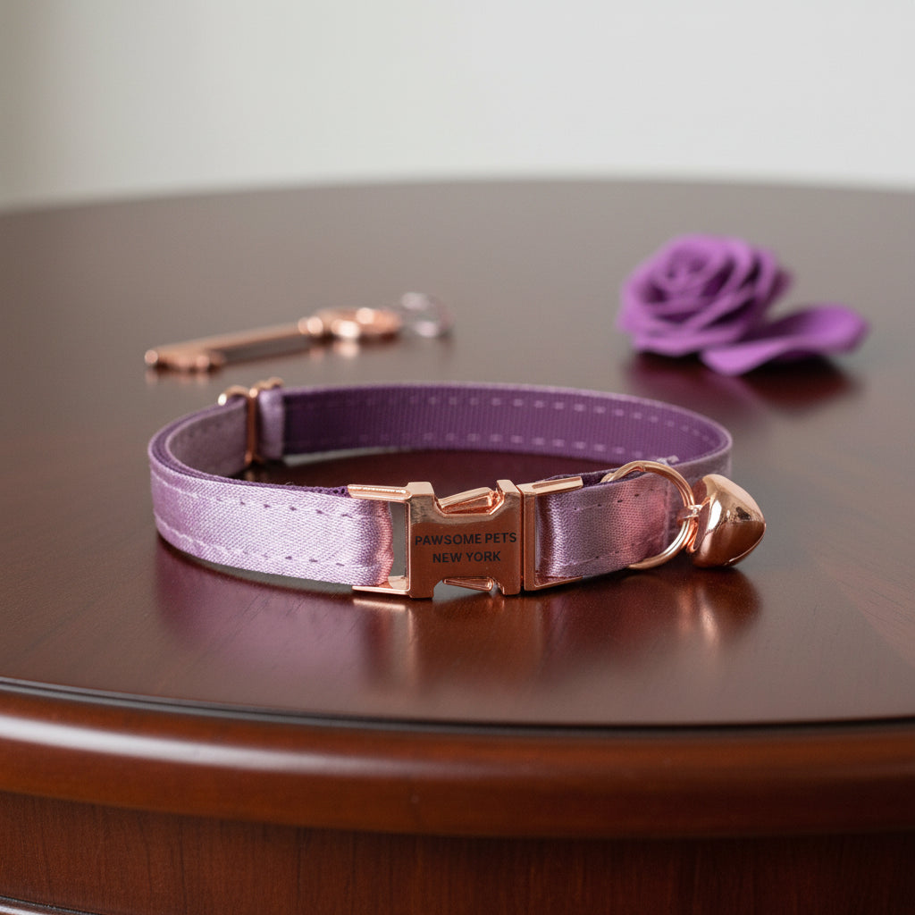 Dog & Cat Collar - Silver Purple