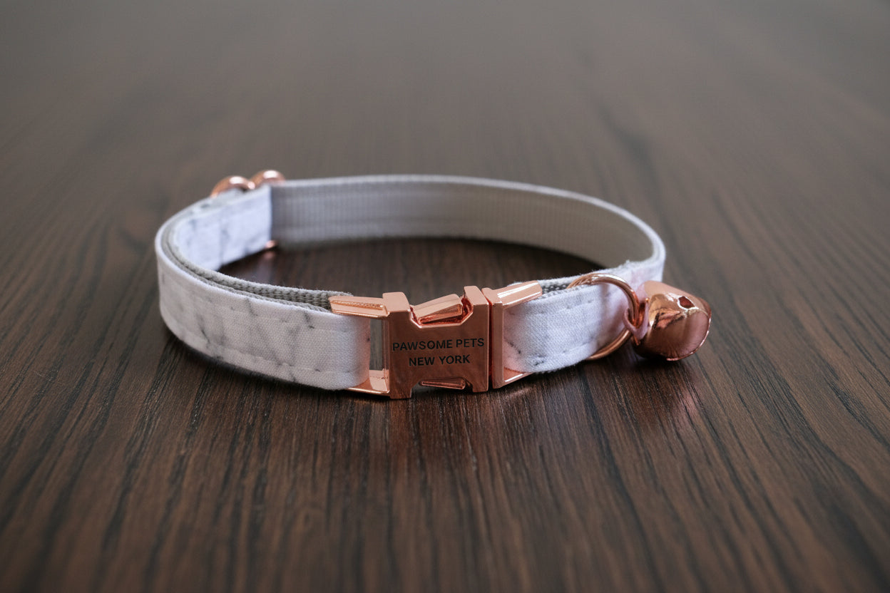 Dog & Cat Collar - Marble White