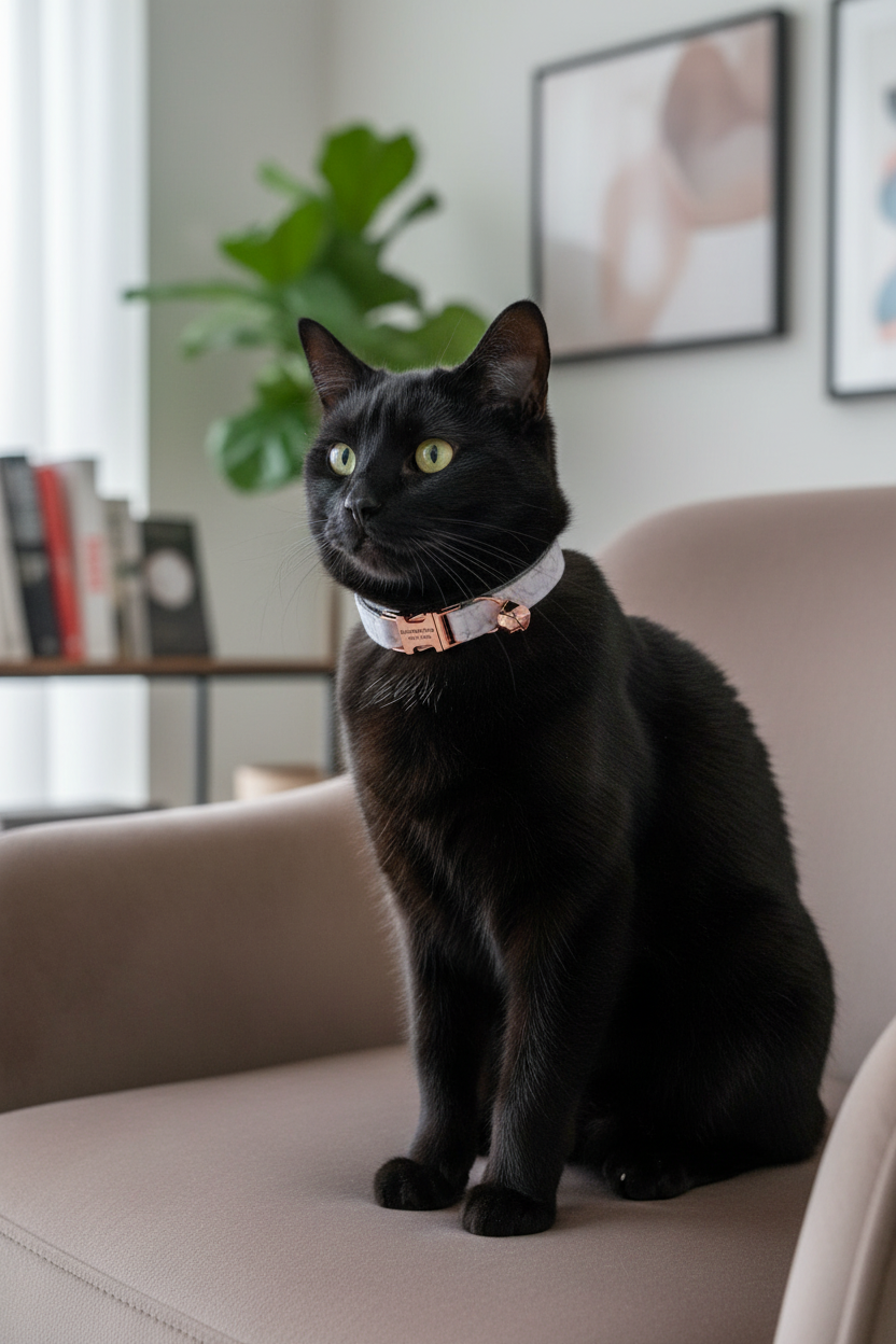 Dog & Cat Collar - Marble White