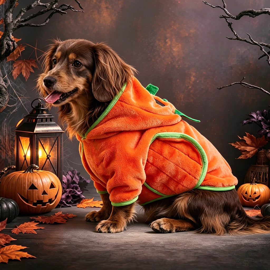 Pet Halloween Pumpkin Costume Robe