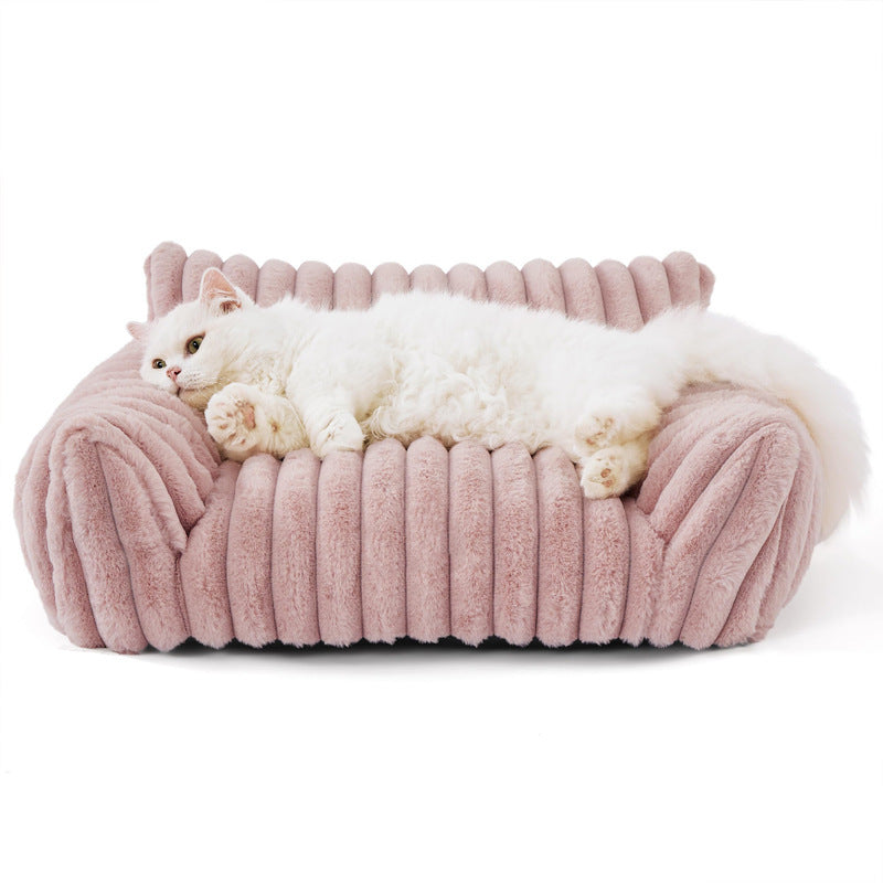 MEWFUN washable plush pet sofa bed with removable cover - Pink