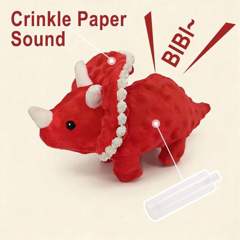 Triceratops Plush Squeaky Dog Toy