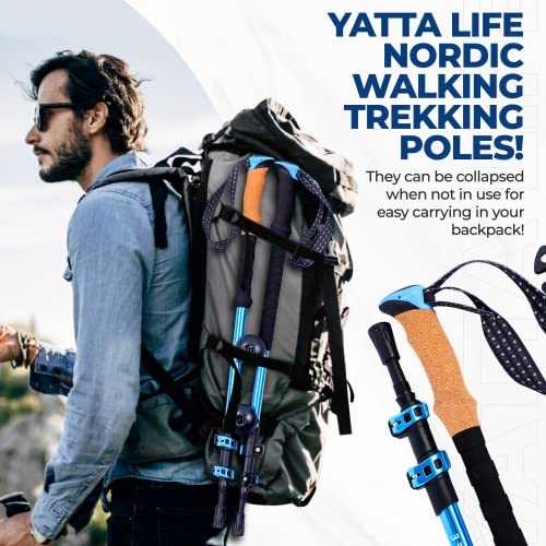 Yatta Life Adventure Pro aluminum collapsible trekking poles with cork EVA grip - all-season hiking sticks