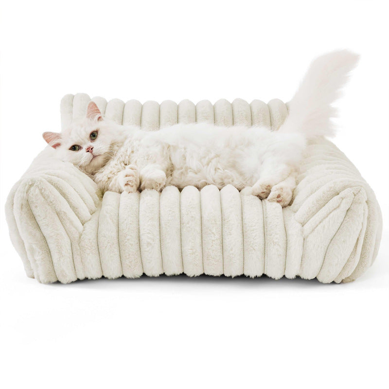 MEWFUN washable plush pet sofa bed with removable cover - White