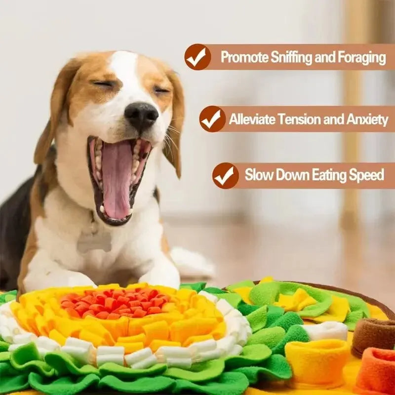 Snuffle mat for dogs - interactive polar fleece feeding mat and treat dispenser 60x60cm