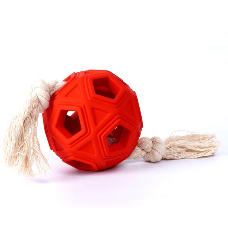 Hollow Rubber Rope Ball Dog Toy | Bite-Resistant Chew & Tug Toy for Dogs