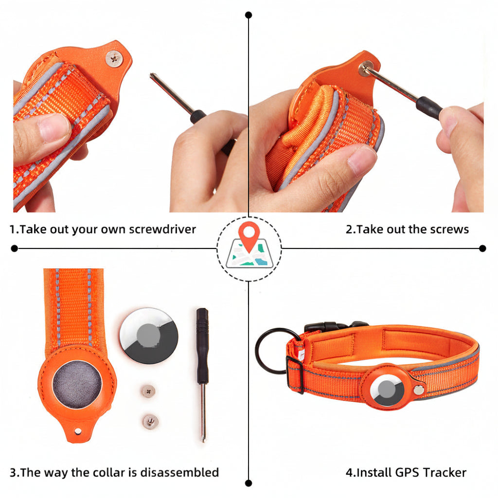 Adjustable GPS Tracker Dog Collar – Nylon Tracking Collar for Dogs