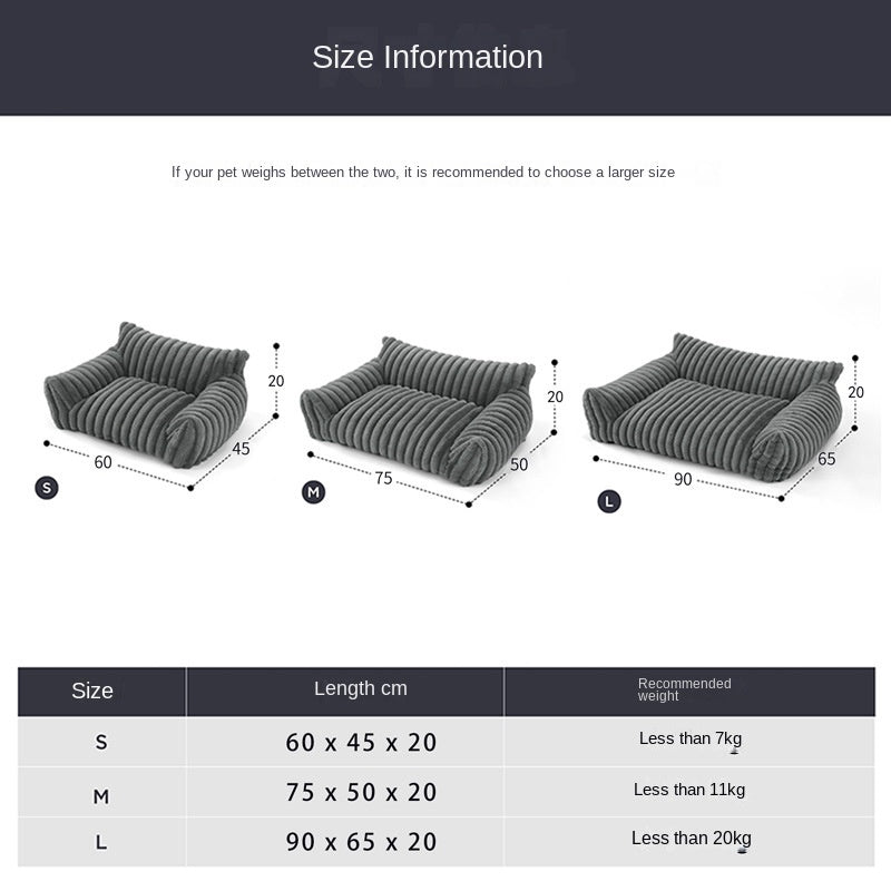 MEWFUN plush pet sofa bed with bolstered edges and machine-washable removable cover