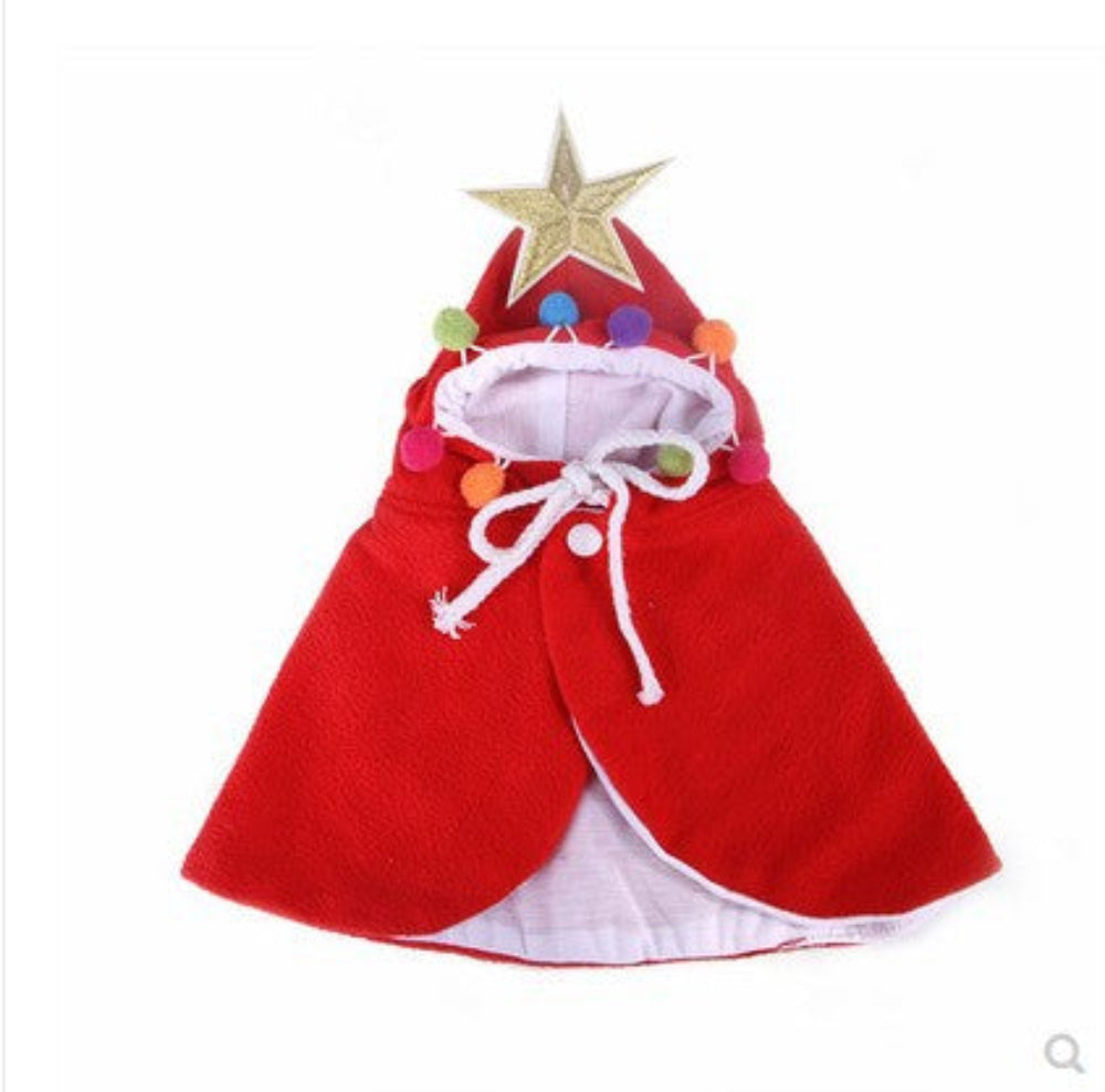 Christmas tree cape costume for cats and dogs - Red holiday cape