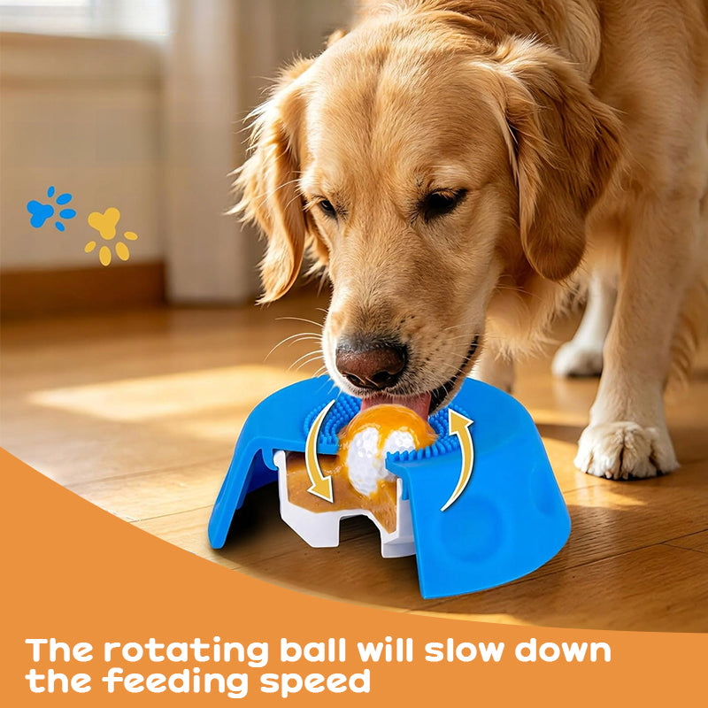 Silicone Dog Lick Bowl & Slow Feeder with Rolling Ball