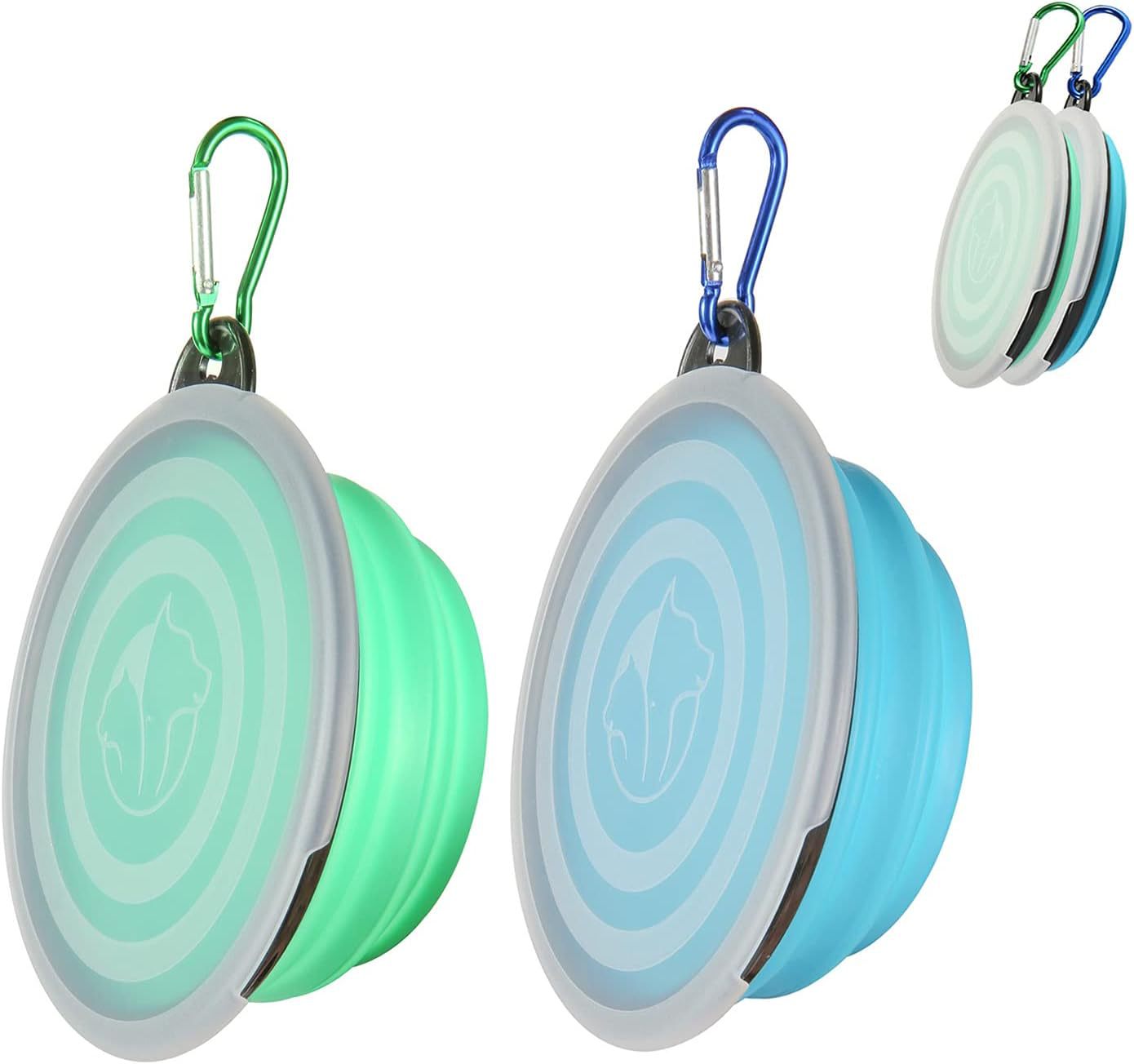 Portable Silicone Pet Bowl with Lid & Carabiner