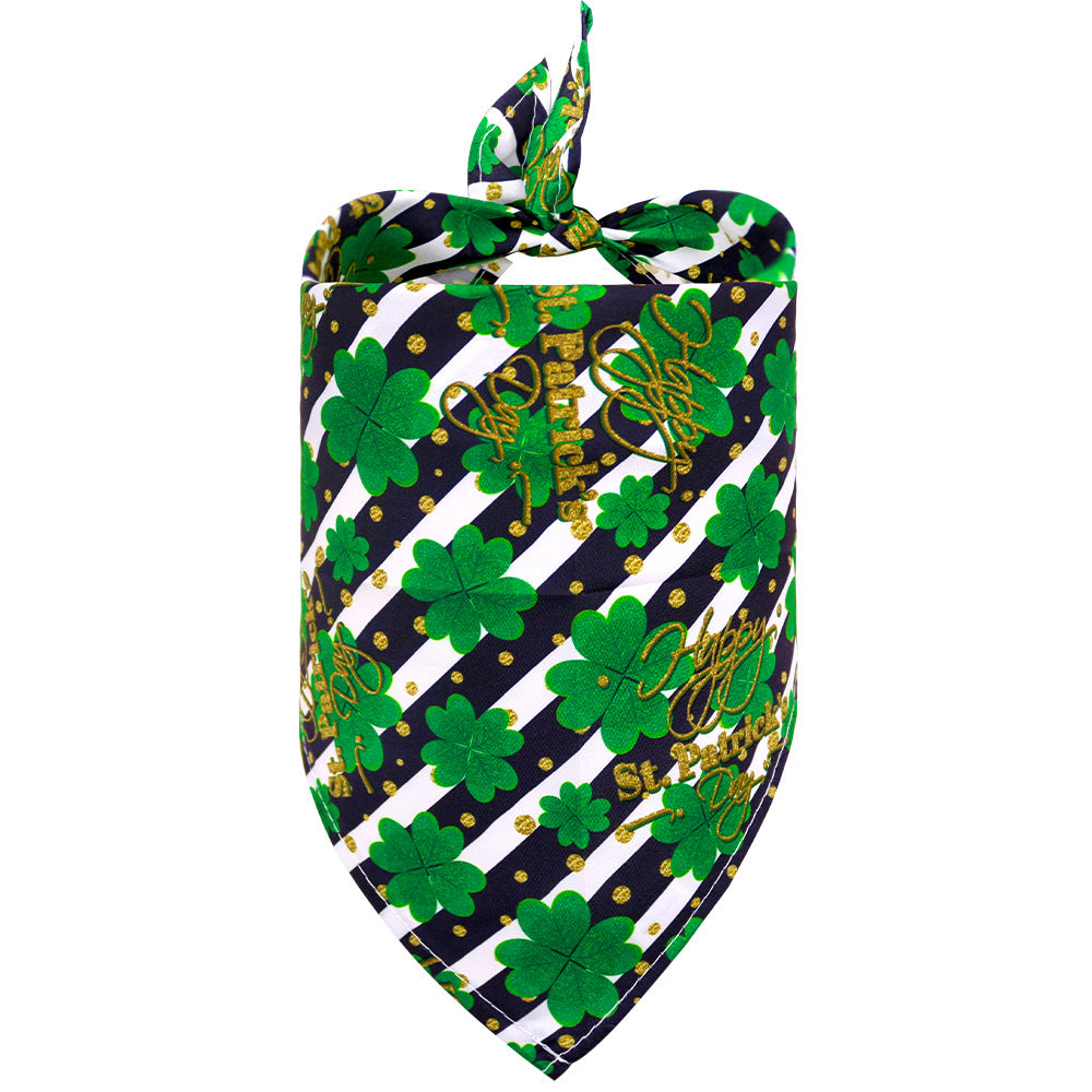 St. Patrick's Day Dog & Cat Bandana | Shamrock Triangle Scarf, 9 Patterns, S & M