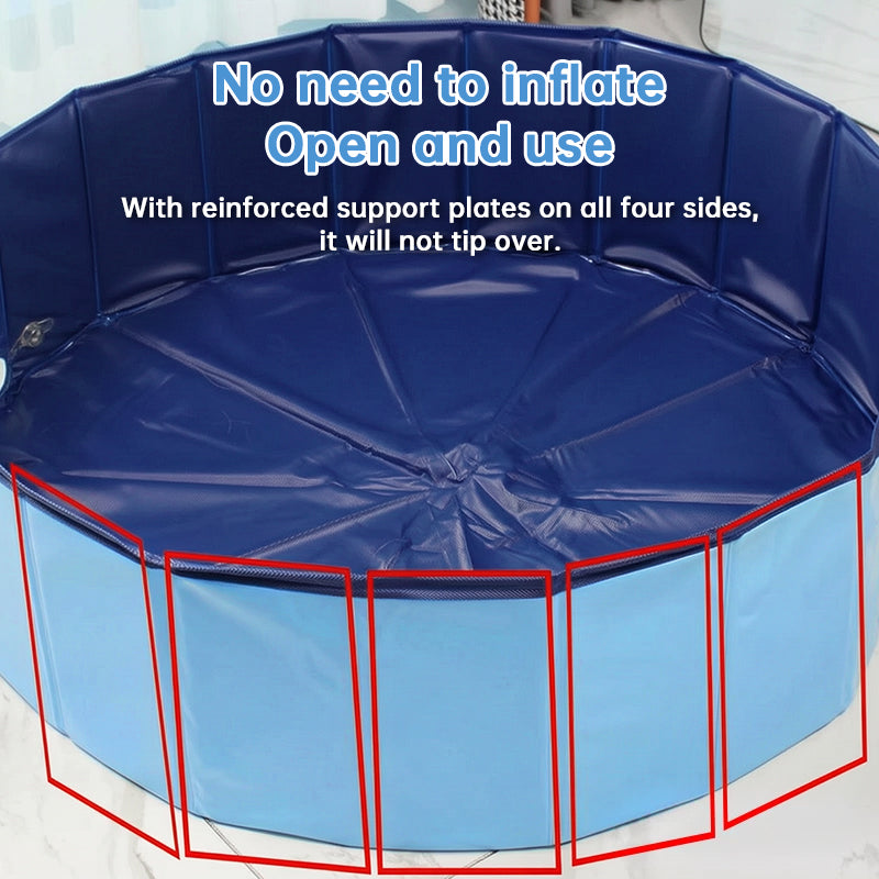 Foldable Portable Dog Pool – 3 Sizes with Drain