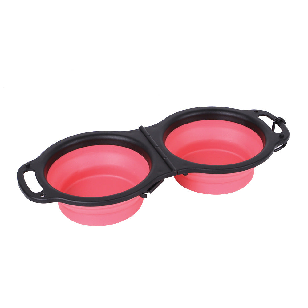 Foldable Silicone Double Dog Bowl – Portable Travel Bowl for Dogs