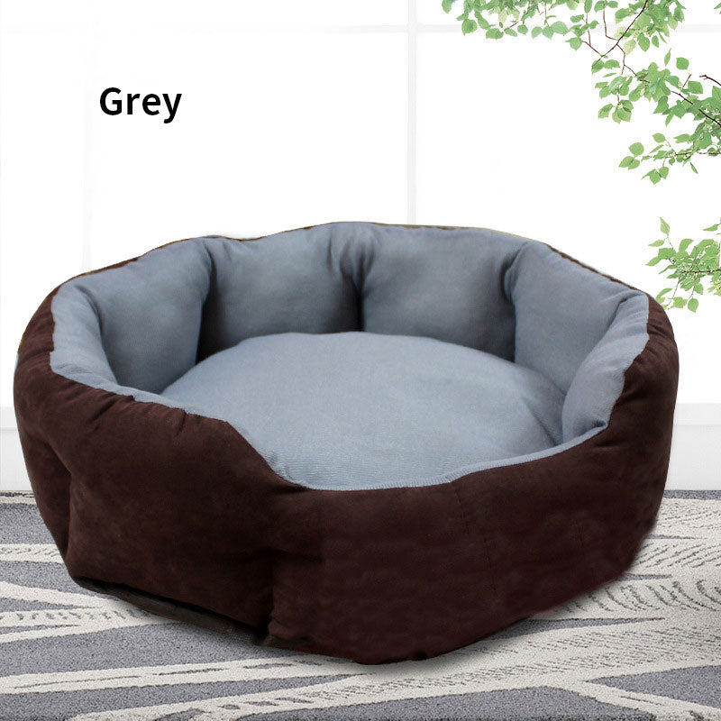 Four seasons washable pet kennel bed with removable pad - Coffee Round Nest 