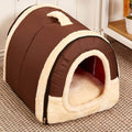Detachable fabric pet kennel bed for cats and dogs - Brown 