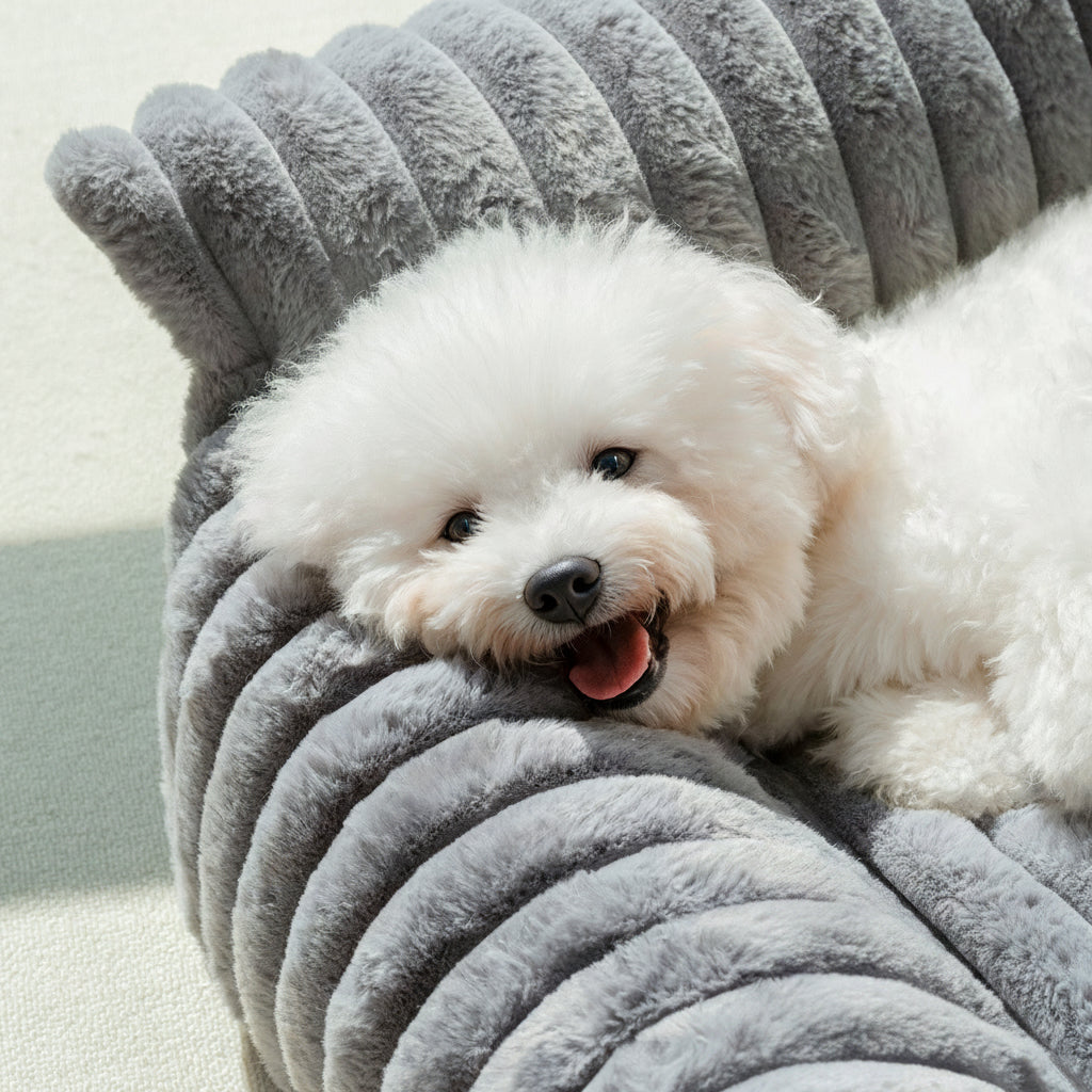 MEWFUN washable plush pet sofa bed with removable cover - Gray