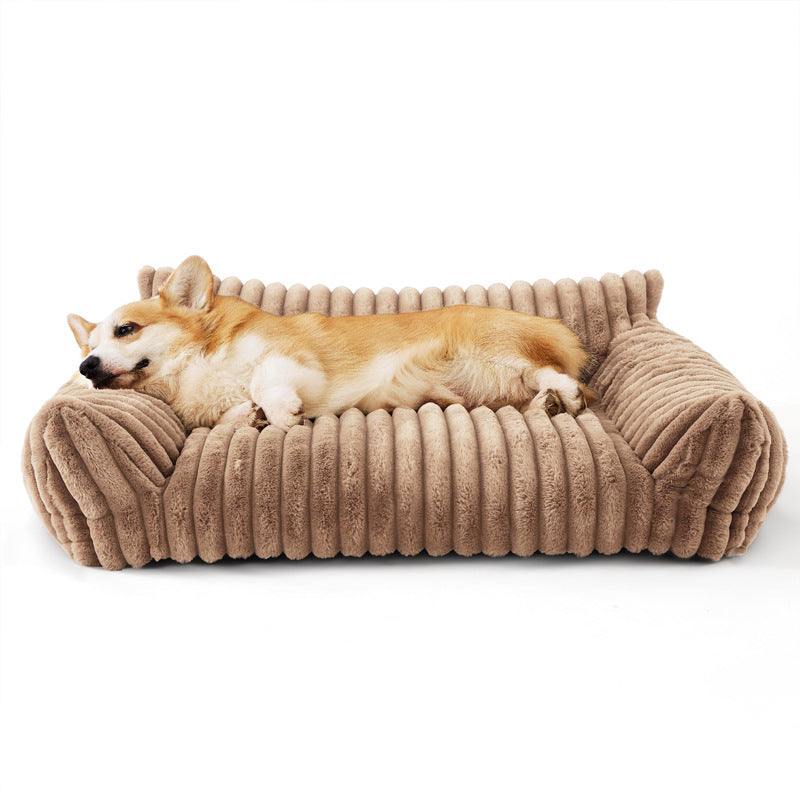 MEWFUN washable plush pet sofa bed with removable cover - Brown 