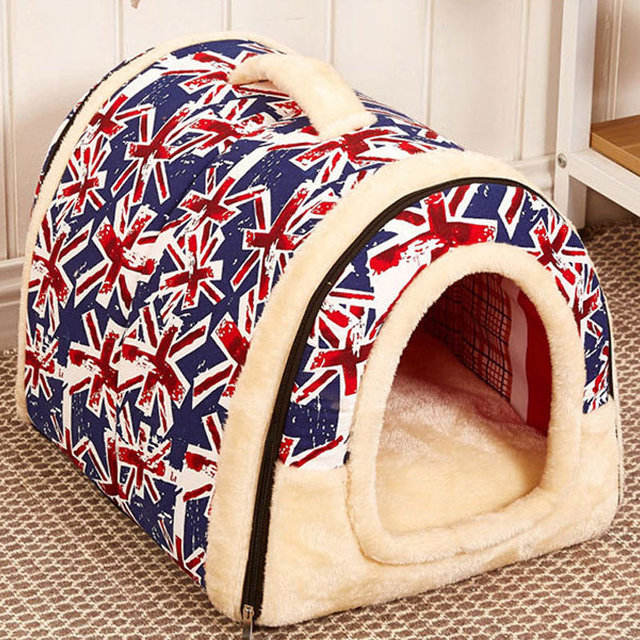 Detachable fabric pet kennel bed for cats and dogs - Flag pattern