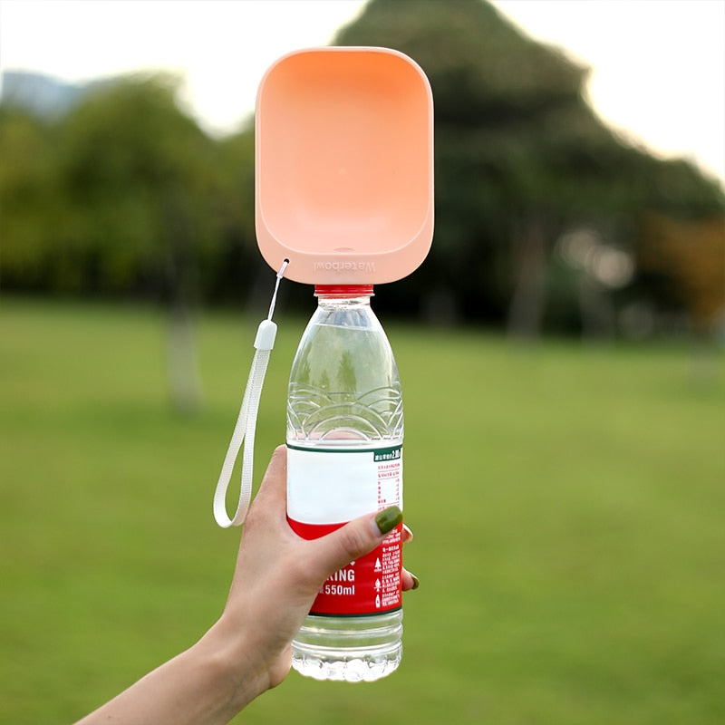Portable Dog Water Bowl | Travel Drinking Trough Attachment for Standard Water Bottles