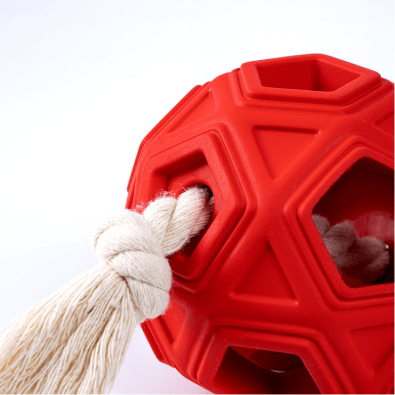 Hollow Rubber Rope Ball Dog Toy | Bite-Resistant Chew & Tug Toy for Dogs