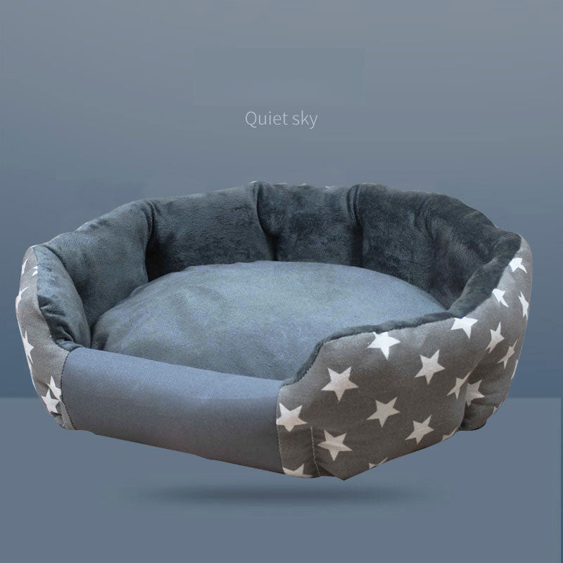Four seasons washable pet kennel bed with removable pad - Pentagram Grey