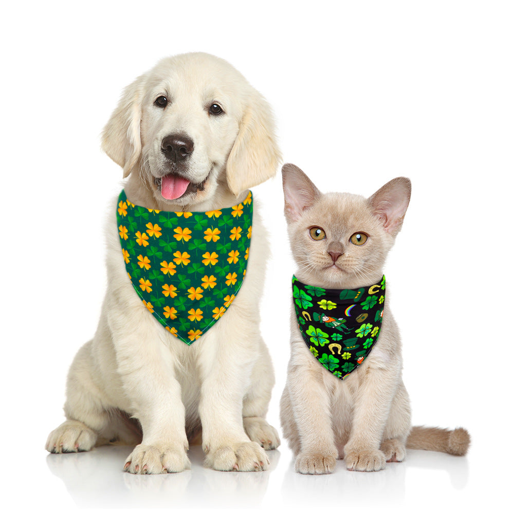 St. Patrick's Day Dog & Cat Bandana | Shamrock Triangle Scarf, 9 Patterns, S & M