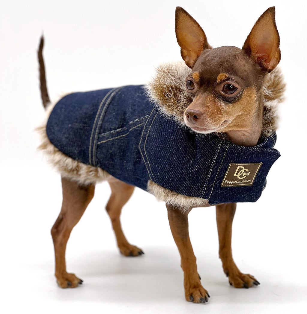 DCNY Faux Fur Denim Coat