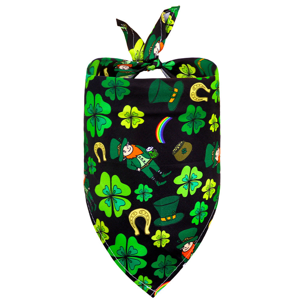St. Patrick's Day Dog & Cat Bandana | Shamrock Triangle Scarf, 9 Patterns, S & M