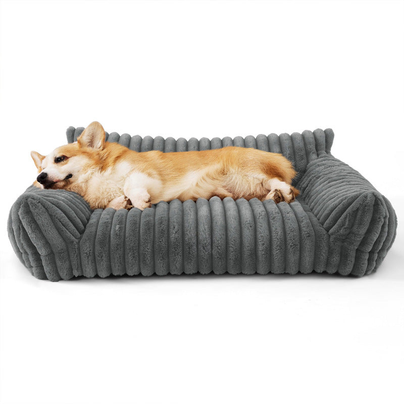 MEWFUN washable plush pet sofa bed with removable cover - Gray