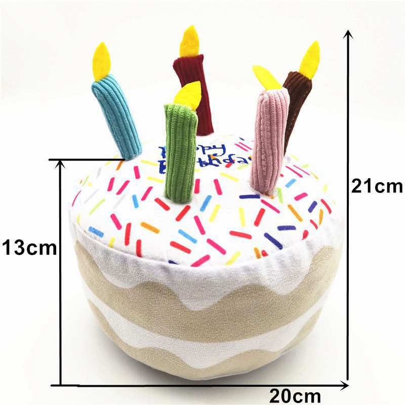 Happy Birthday Dog Plush Squeaky Toy | Birthday Cake, Cupcake, Gift Box & Bone
