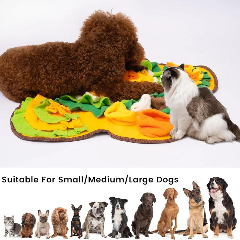 Snuffle mat for dogs - interactive polar fleece feeding mat and treat dispenser 60x60cm