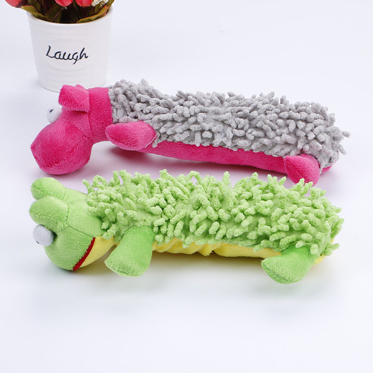 Squeaky Plush Mop Dog Toy | Hippo & Frog Interactive Chew Toys for Dogs