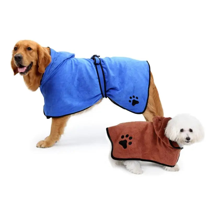 Super Absorbent Dog & Cat Bathrobe | Microfibre Pet Drying Towel Robe XS–XL