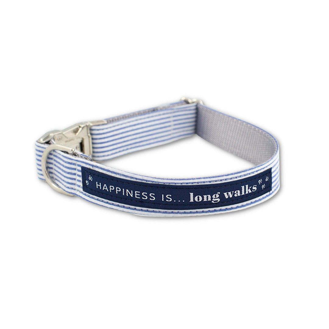Long Walks Striped Blue Collar